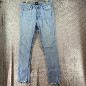 BDG Mens 31x32 Denim Jeans Blue Skinny Stretch Light Wash Distressed